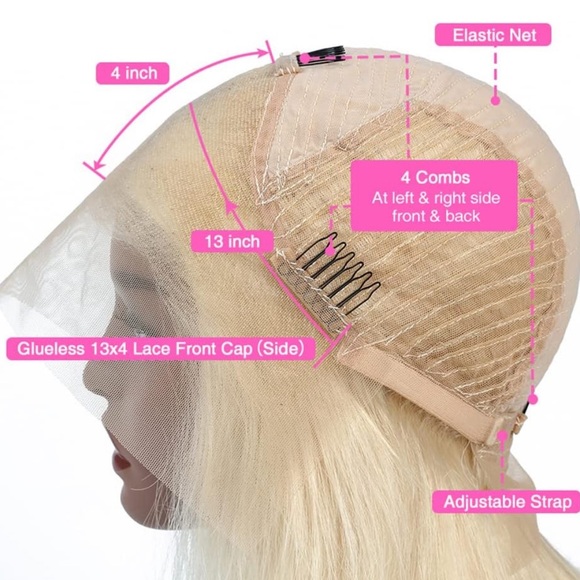 613 Blonde Short Bob Wig Human Hair 13X4 Lace Front Wigs with Baby Hair - Picture 4 of 6